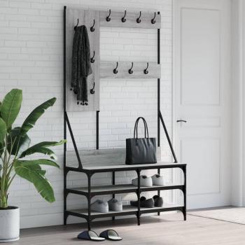Perchero con soporte para zapatos Sonoma gris 100x40x184 cm