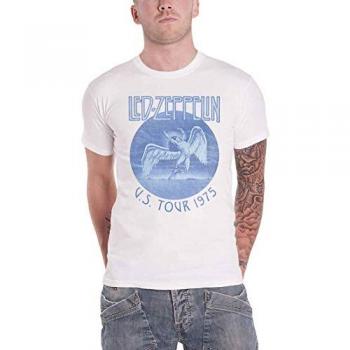 Led Zeppelin Tour 75 Official Men's T-Shirt - White - Sizes S to XXL