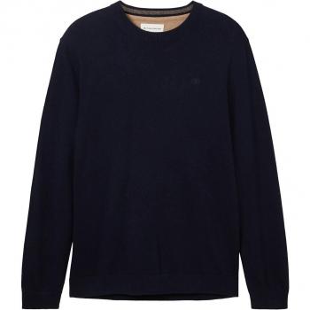 Jersey de hombre básico de cuello redondo en color azul marino de Tom Tailor