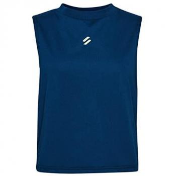Superdry Camiseta Sin Mangas Run Cropped Loose Chaleco Botella Azul XL para Mujer