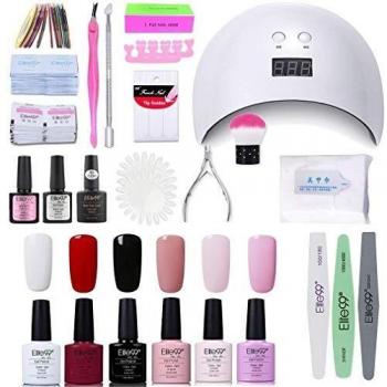 Elite99 Lámpara UV LED para Uñas 24w, 6 Colores Kit de Esmaltes Semipermanentes en Gel UV LED, Base y Top Coat, Semipermanentes, Removedor de Uñas y Accesorios 003