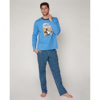 Pijama largo de hombre de punto en color azul Disney Mickey´s Question