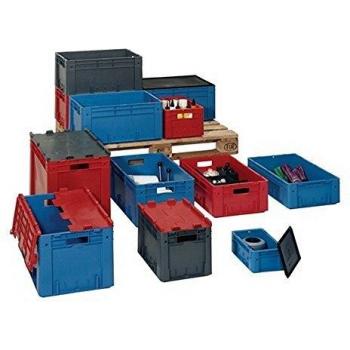 Caja de transporte apilable L400xB300xH175mm gris PP resistente paredes cerradas
