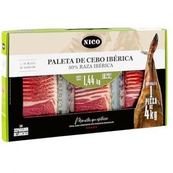 Loncheado de Paleta de Cebo Ibérica 50% Raza Ibérica - Sabor Gourmet, 18 sobres de 80 g, total 1,44 kg