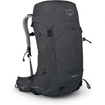 Mochila Osprey Stratos 44L para hombre color gris, capacidad de 44 litros, sistema de ventilación AirSpeed, cinturón lumbar ajustable, múltiples compartimentos y bolsillos, compatible con sistema de hidratación