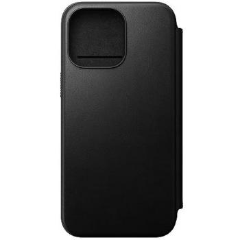 Funda Folio de Cuero Moderna Nomad para iPhone 15 Pro Max con Magsafe y Porta Tarjetas - Negro