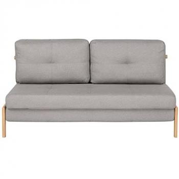 Sofá Cama Tapizado en Tela Gris Claro con Cojines 2 Plazas Estilo Escandinavo Edland