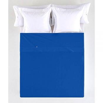ESTELA - Sábana encimera Combi Liso Cala Color Azulón - Cama de 90 cm. - 100% Algodón - 144 Hilos