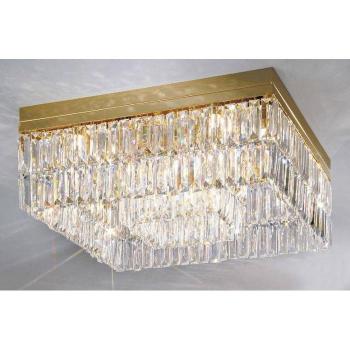 Plafón de diseño en cristal PRISMA oro de 24 quilates con 8 bombillas G9