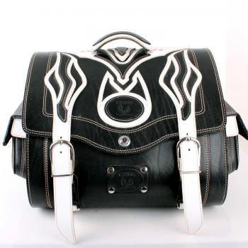 Equipaje rollo Moto piel impermeable para Chopper Motocicleta Funda Negro Color Blanco