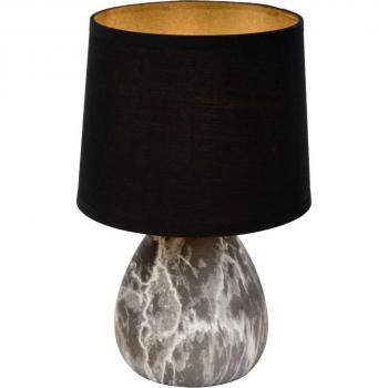 Lámpara de mesa Marmo con base de cerámica, negro y blanco, E14