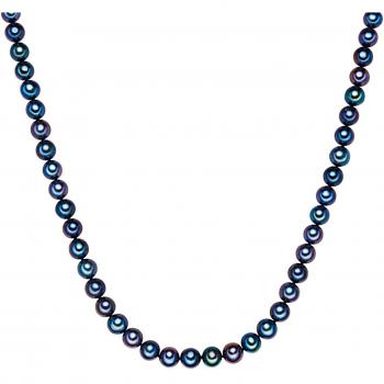 Collar de Perlas de Agua Dulce en Plata Esterlina con Perlas Potato 7-8 mm Azul Marino/Pavo Real para Dama