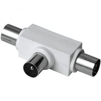 Hama - Distribuidor de Antena, Conector Coax Macho – 2 Conectores Hembra