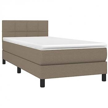 Cama box spring colchón y luces LED tela gris taupe 90x200 cm vidaXL - Gris Topo