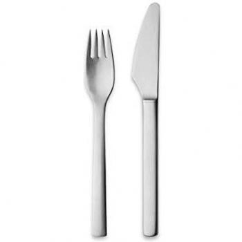 Georg Jensen New York Cubiertos de Arranque Caja de Regalo Set, 8 Piezas - 4 Cuchillos y Tenedores, 4 de Acero Inoxidable Mate de Henning Koppel