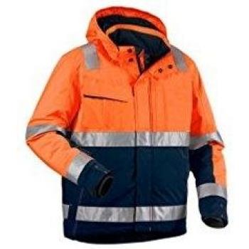 Chaqueta de Trabajo de Invierno Alta Visibilidad Elástica 4870 - Naranja Fluorescente/Marino S