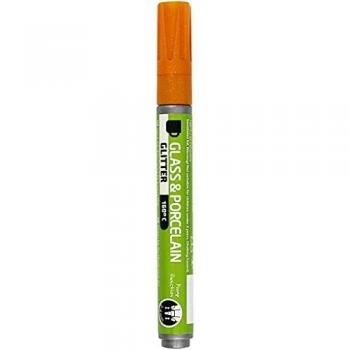 Creativ Company Rotulador Porcelana y Cristal, 2-4 mm línea, Naranja, Purpurina - semiopaco, 1ud