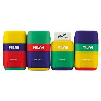 Milan 4710236 - Afilalápiz y Goma Compact Mix, Multicolor, Pack de 36 Unidades