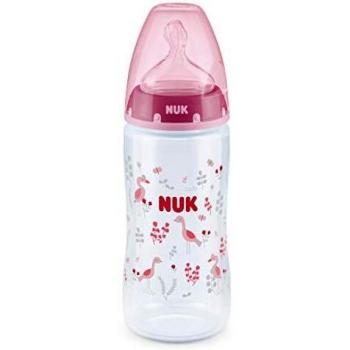 Nuk First Choice biberón, anticólicos, tetina de silicona, 0-6 meses, sin-BPA, 300 ml, Rojo
