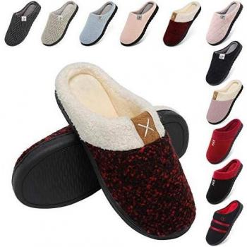 incarpo Zapatillas Casa Mujer Lana de Coral Zapatillas de Estar por Casa Antideslizante Pantuflas de Interior y Exterior Cálido y Confortable Zapatillas-Negro-42/43 EU
