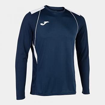 Camiseta de fútbol manga larga para hombre Joma Championship VII color marino y blanco