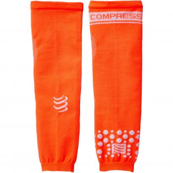 COMPRESSPORT Arm Force - Calentadores de Brazos de Running para Hombre, Color Naranja Fluor, Talla L