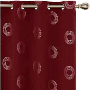 Amazon Brand - Umi Cortinas Salon Opaca de Dibujos Redondo con Ollaos 2 Piezas 140x183cm Rojo Oscuro