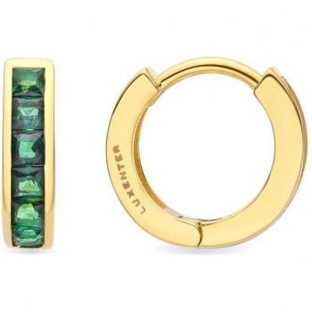 Pendientes Luxenter Wudya de Circonita Esmeralda, acabados en oro amarillo de 18 quilates