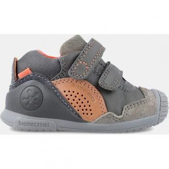 Zapatillas de bebé niño tipo running bajas en piel con doble cierre adherente
