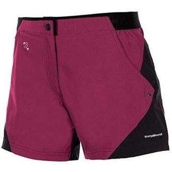 Trangoworld Ores Pant. Corto, Mujer, Cereza/Negro, 2XL