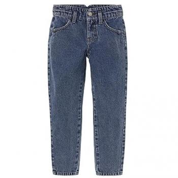Name It Nkfbella High-Waisted Mom Jeans for Girls - Medium Blue Denim, Adjustable Waist, Age 10