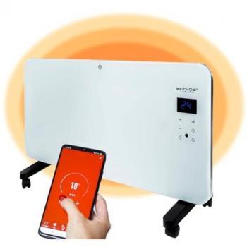 Radiador Convector Eléctrico Portátil EcoWarm de Bajo Consumo 750-1500W con Control Táctil, Wifi, App Móvil y Termostato IP24