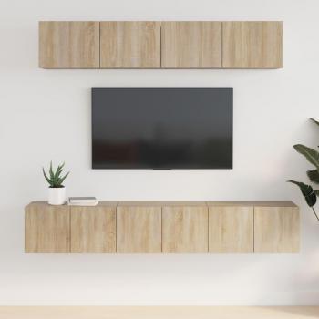 vidaXL Set de muebles para TV 5 piezas madera contrachapada roble Sonoma 80 x 30 x 30 cm, Mueble de Salon, Mueble TV, Mueble Televisor, Mesa de TV