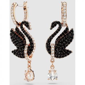 Pendientes Swarovski Swan de oro rosa con circonitas y cristales en forma de cisne