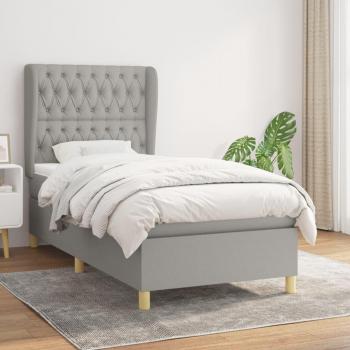 Cama box spring con colchón de muelles gris claro 100x200 cm