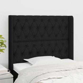 Cabecero con orejas de tela negro 103x16x118/128 cm vidaXL