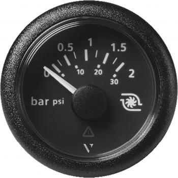 Viewline Turbo Boost Pressure Gauge 52mm (2-1/16 Inch) - Black Dial, Round Bezel, 0-2 Bar / 0-30 PSI