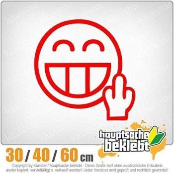 Fuck You. Smiley - Disponible en 3 tamaños Luna trasera decorativo para carsticker Decal, rot-32, 40 x 14 cm