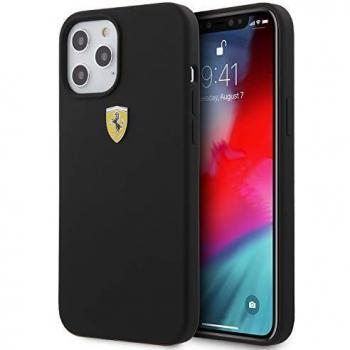 Funda de Silicona Ferrari On Track para iPhone 12 Pro Max 6.7 - Negra con Logo Metálico