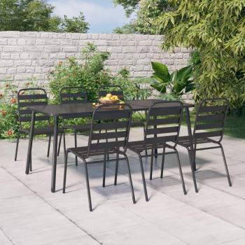 Juego de comedor de jardín 7 piezas acero antracita