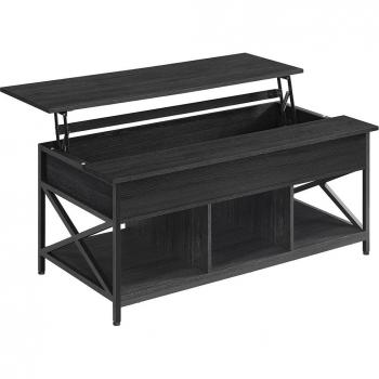 Mesa de Centro SONGMICS Vasagle, con Tablero Elevable, Espacio Abierto y Oculto, Barras en Forma de X, Dimensiones 60 x 120 x (48-62) cm, Color Gris Carbón o