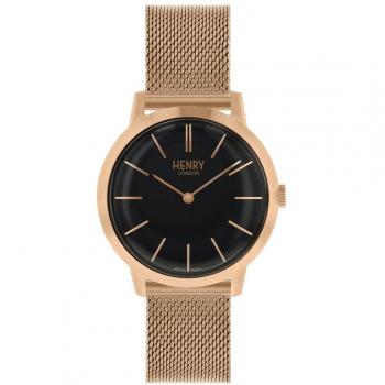 Reloj analógico de cuarzo para mujer Henry London HL34-M0234 con correa de acero inoxidable color negro