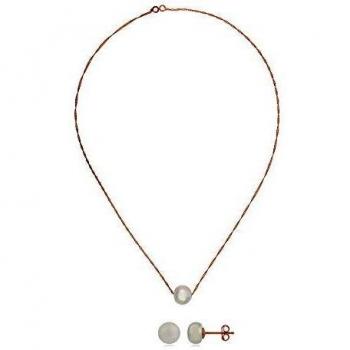 Córdoba Jewels | Conjunto de Gargantilla y Pendiente en Plata de Ley 925 con Perla con diseño Pasión Perla Rose Gold