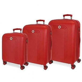 Movom Riga Juego de Maletas Rojo 55/70/80 cms Rígida ABS Cierre combinación 217L 4 Ruedas Dobles Equipaje de Mano