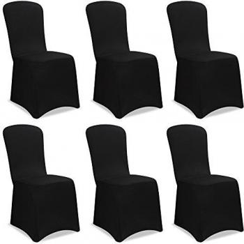 Juego de 6 Fundas de Silla Elásticas Negras para Bodas y Eventos