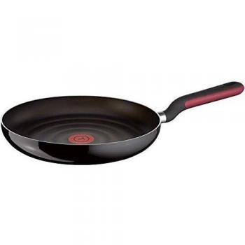 Tefal Comfort Grip - Sartén de aluminio de 24 cm con exterior negro esmaltado, antiadherente con extra de titanio, para todo tipo de cocinas