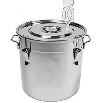 Contenedor de fermentación de acero inoxidable de 30 L con tapa en color plata