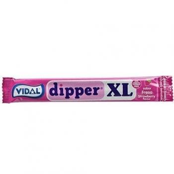 Vidal Dipper XL Golosinas Masticables sabor Fresa, Color Rosa, Paquete de 100 Unidades