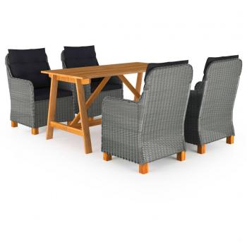 Conjunto de comedor de jardín 5 piezas gris claro