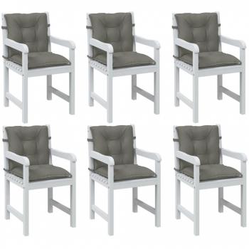 Cojines para silla respaldo bajo 6 piezas tela mélange gris 100x50x7 cm